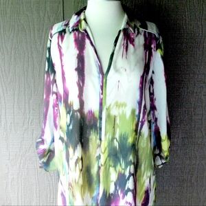 Mossimo Watercolor Print Pullover Top sz Large EUC